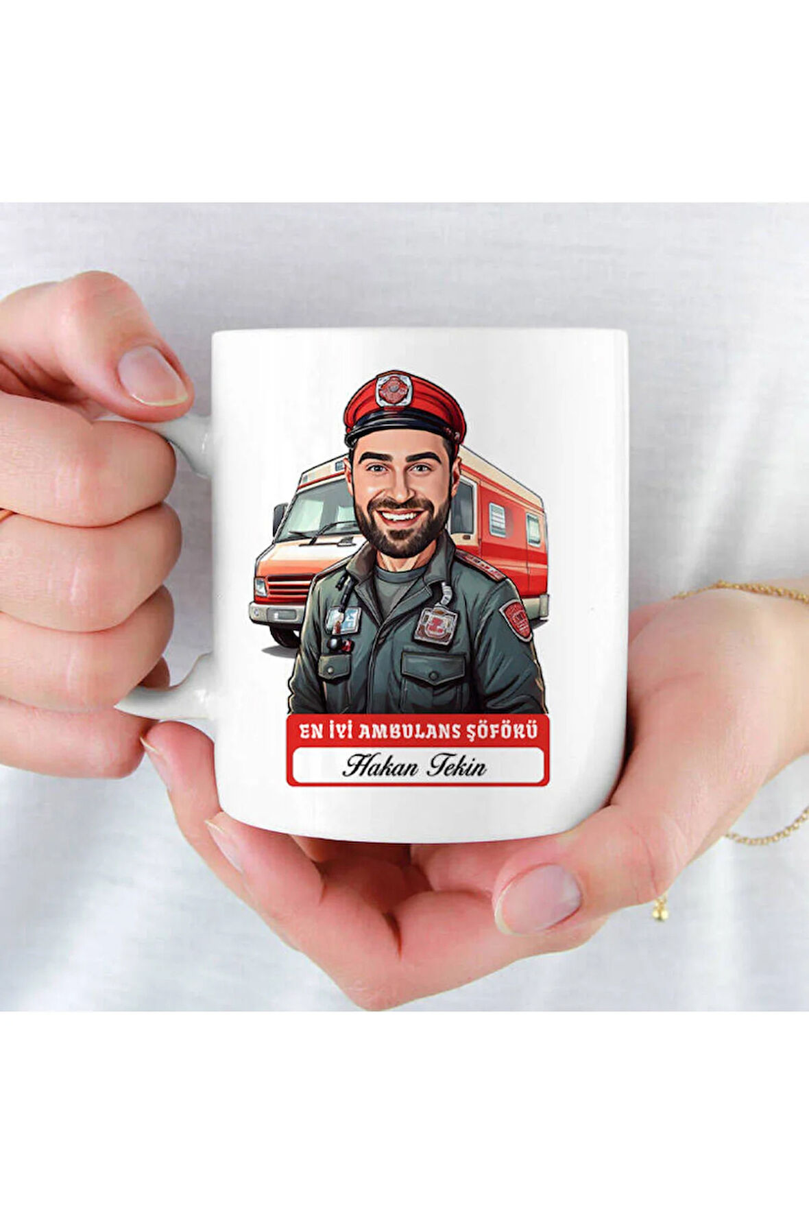 Mesleklere Özel Hediyelik|Kişiselleştirilebilir Ambulans Şöförü Hediye Kupa Bardak