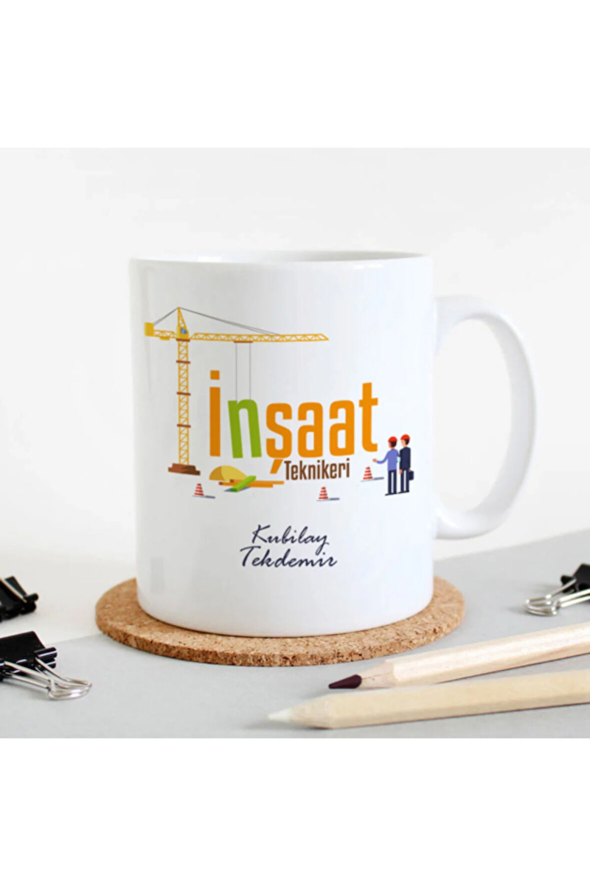 Mesleklere Özel Hediyelik|Kişiselleştirilebilir İnşaat Teknikeri Hediye Kupa Bardak
