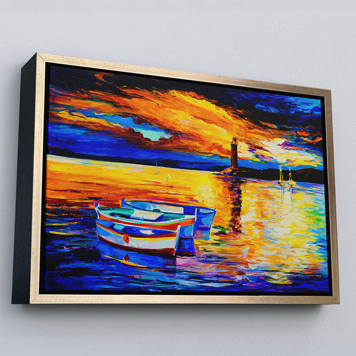 Altın Çerçeveli Okyanusun Gün Batımı Tablosu