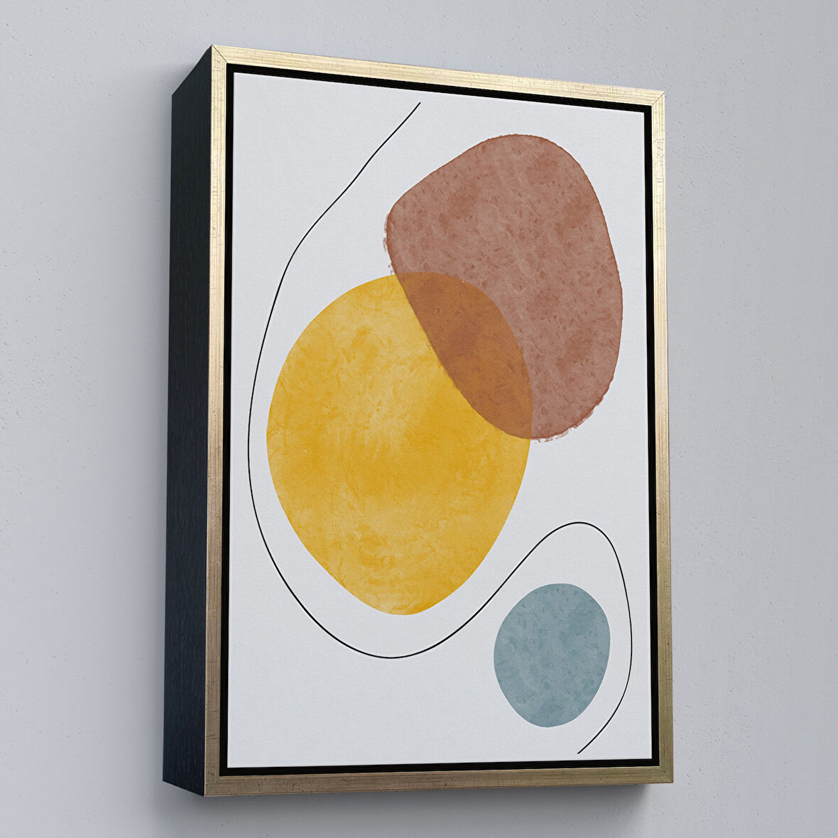 Altın Çerçeveli Dairesel Soyut Tablo