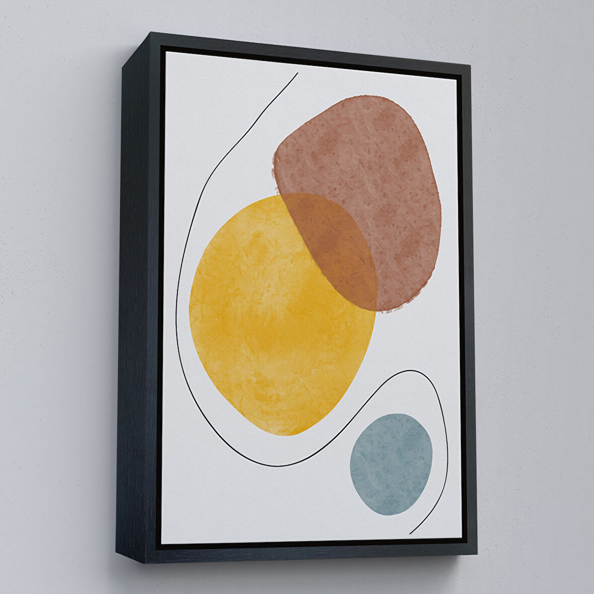 Siyah Çerçeveli Dairesel Soyut Tablo