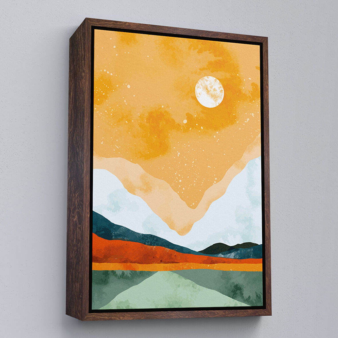 Kahverengi Çerçeveli Soyut Yaz Tablosu