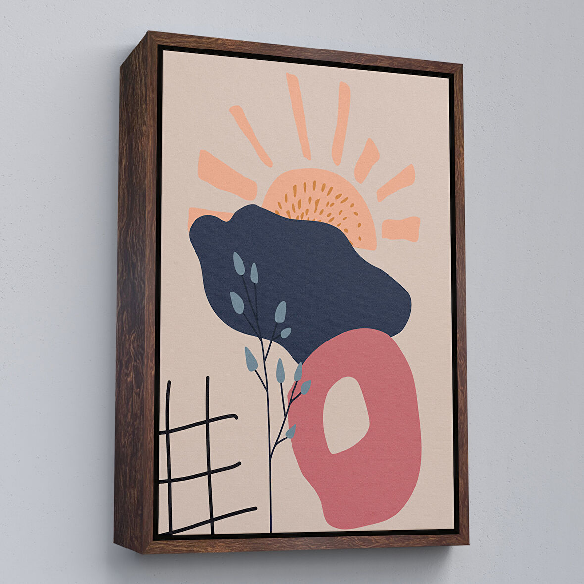 Siyah Çerçeveli Soyut Güneş Tablosu