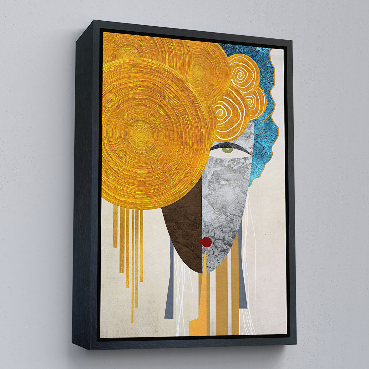 Siyah Çerçeveli Soyut Kadın Yüzü Tablosu