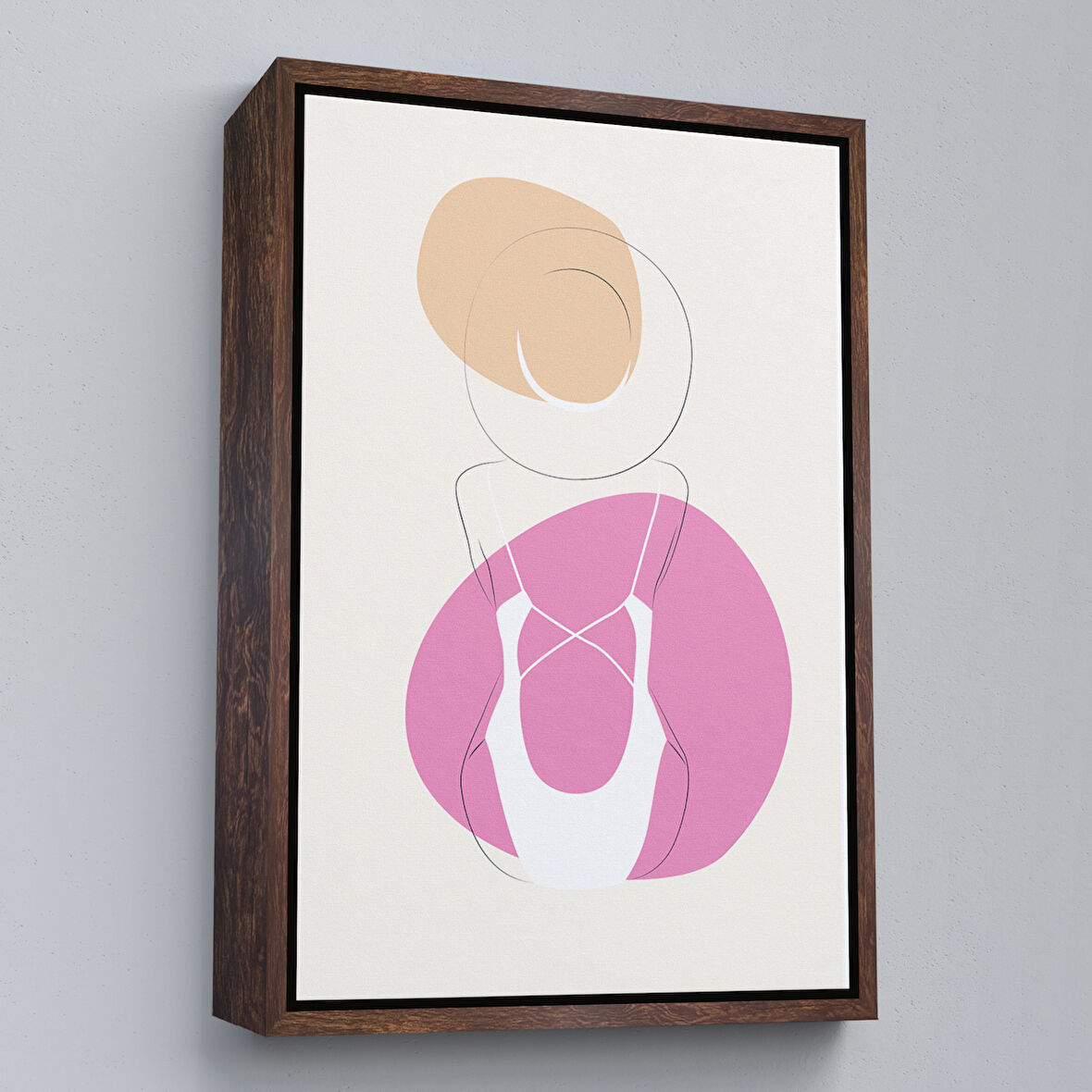 Kahverengi Çerçeveli Soyut Kadın Tablosu