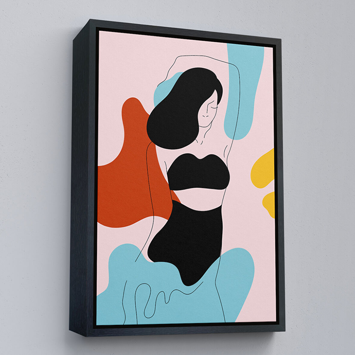 Siyah Çerçeveli Soyut Kadın Tablosu