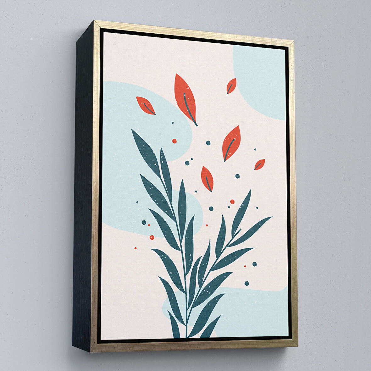 Altın Çerçeveli Renkli Çiçek Tablosu