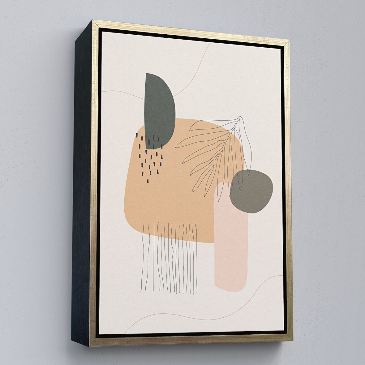 Altın Çerçeveli İskandinav Soyut Tablo