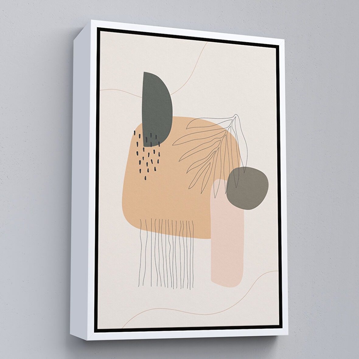 Beyaz Çerçeveli İskandinav Soyut Tablo