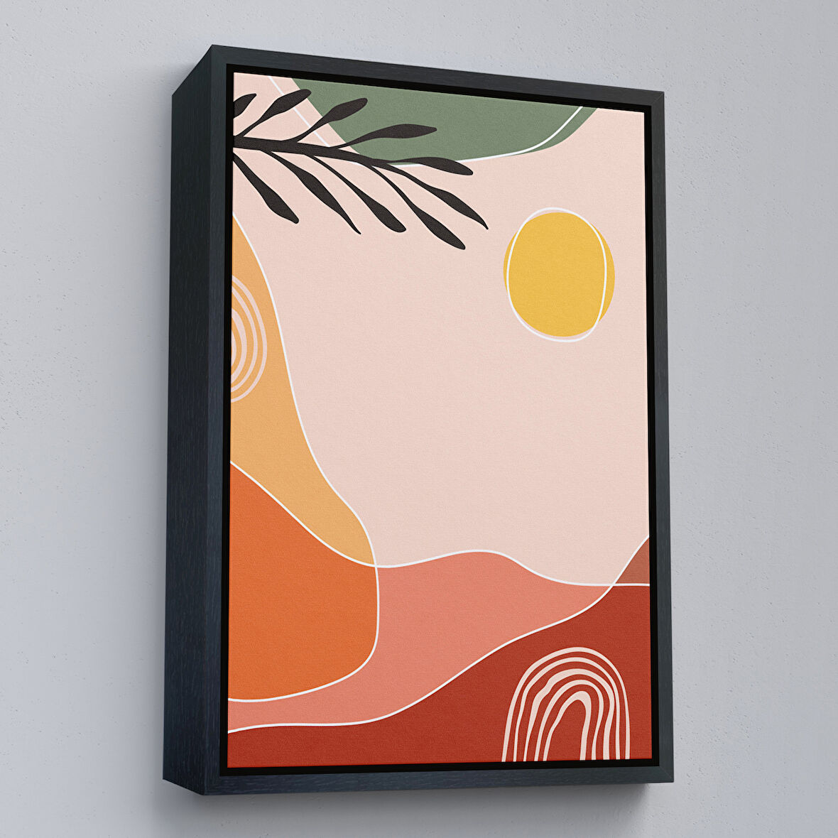 Siyah Çerçeveli İskandinav Soyut Tablo