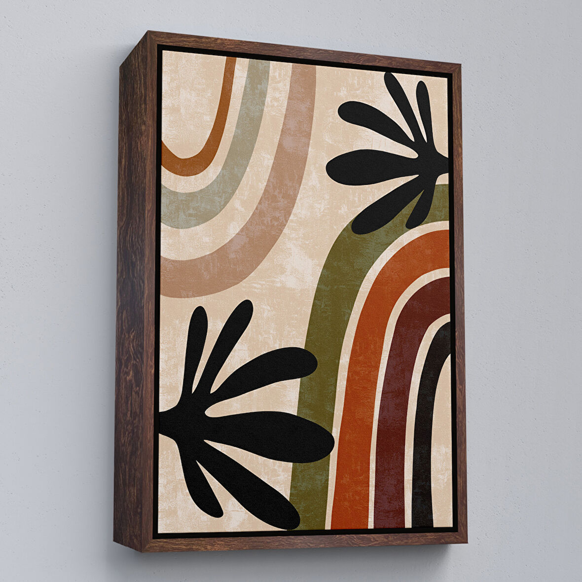 Kahverengi Çerçeveli Çocuk Odası Sevimli Gökkuşağı Tablosu