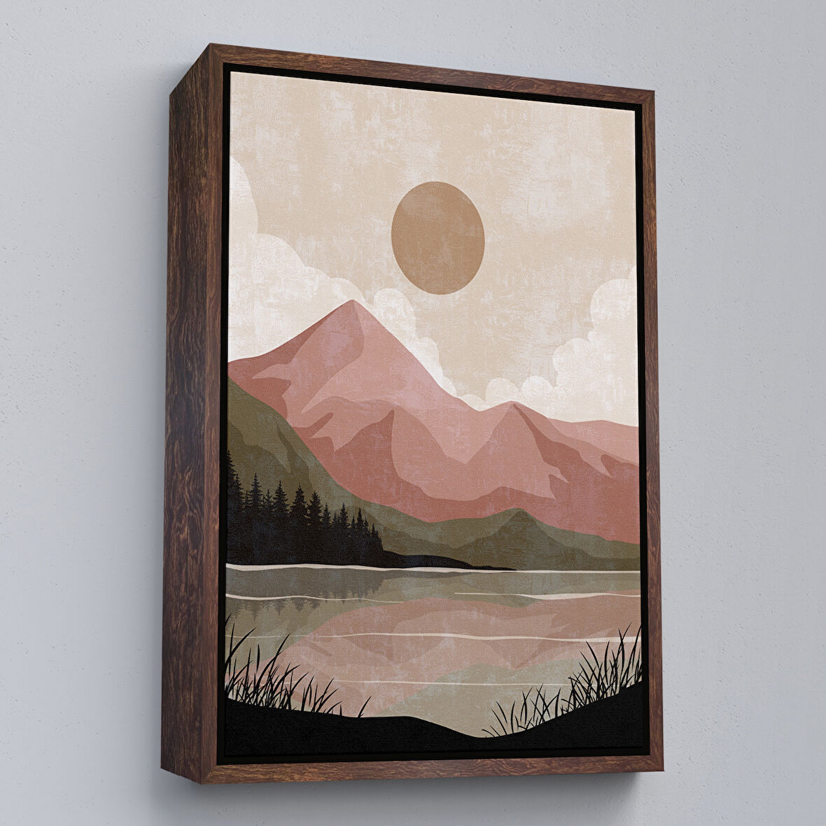 Kahverengi Çerçeveli Çocuk Odası Sevimli Yavru Fil Tablosu