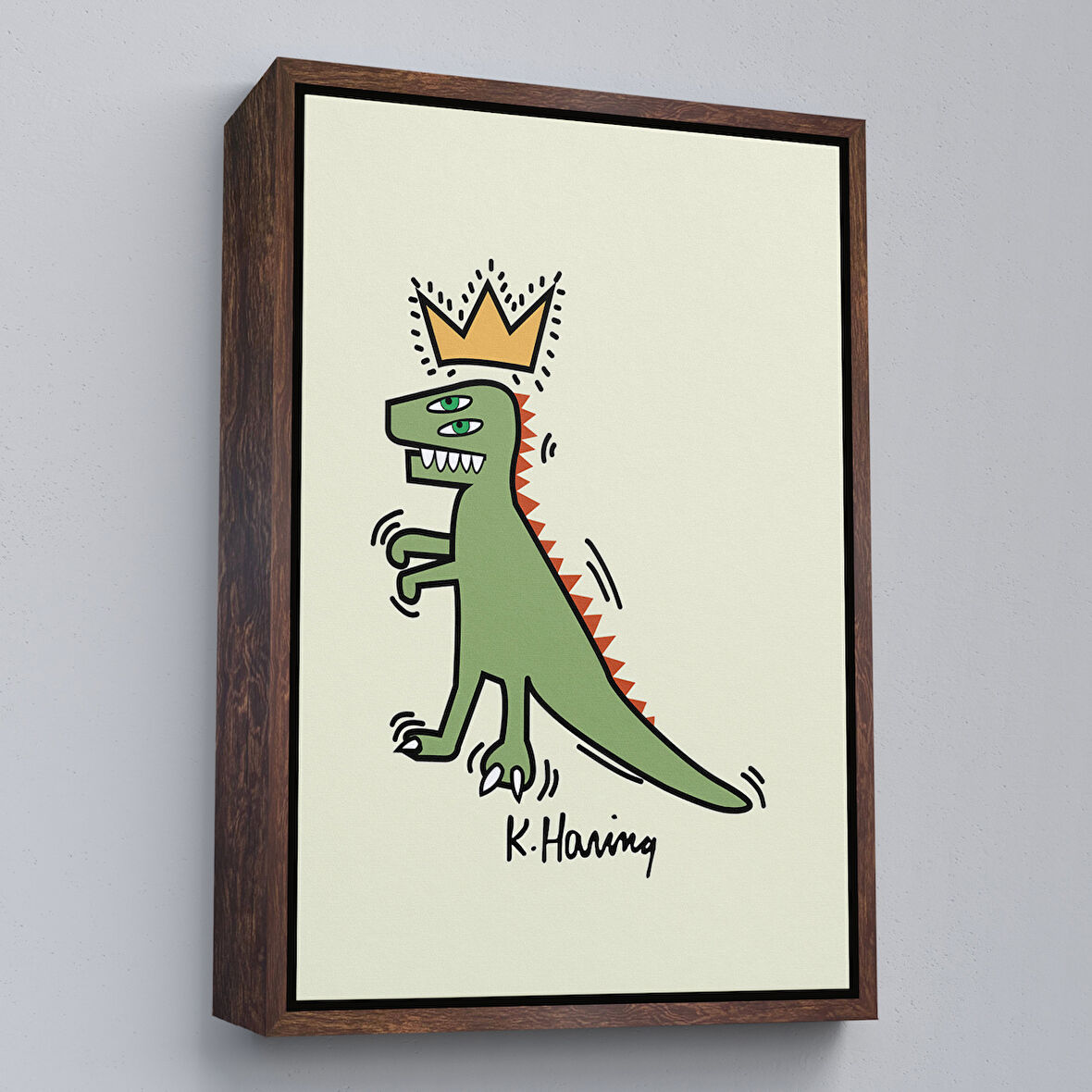 Kahverengi Çerçeveli Çocuk Odası Sevimli Yavru Tilki Tablosu