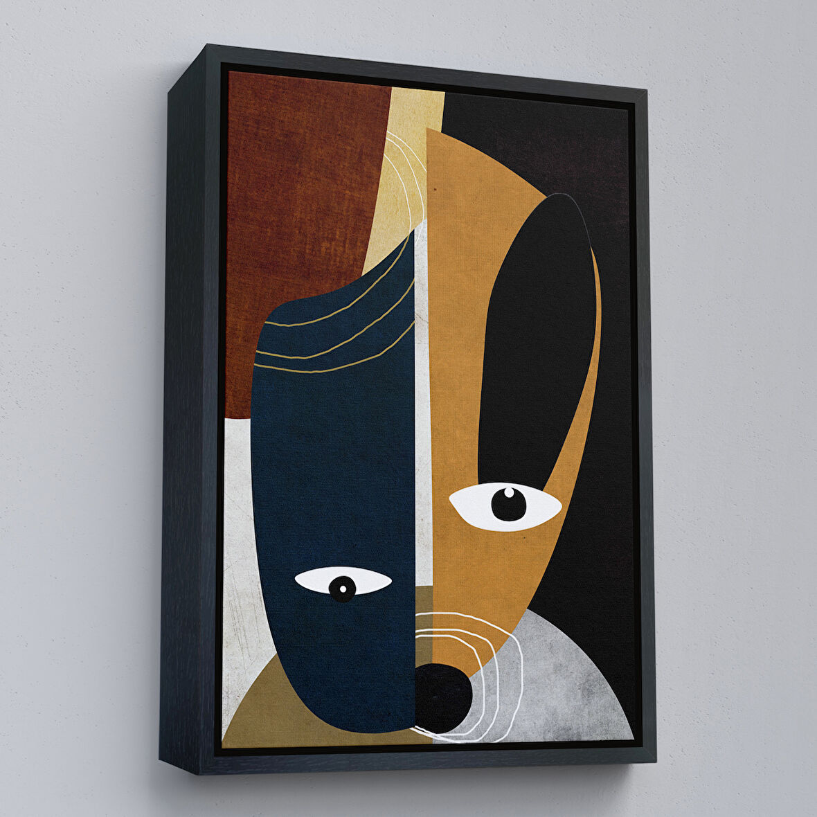 Siyah Çerçeveli Renkli Soyut Kadın Tablosu