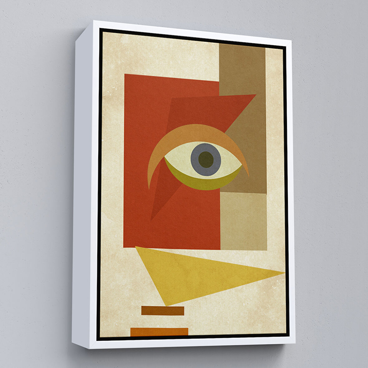 Beyaz Çerçeveli Renkli Soyut Kadın Tablosu