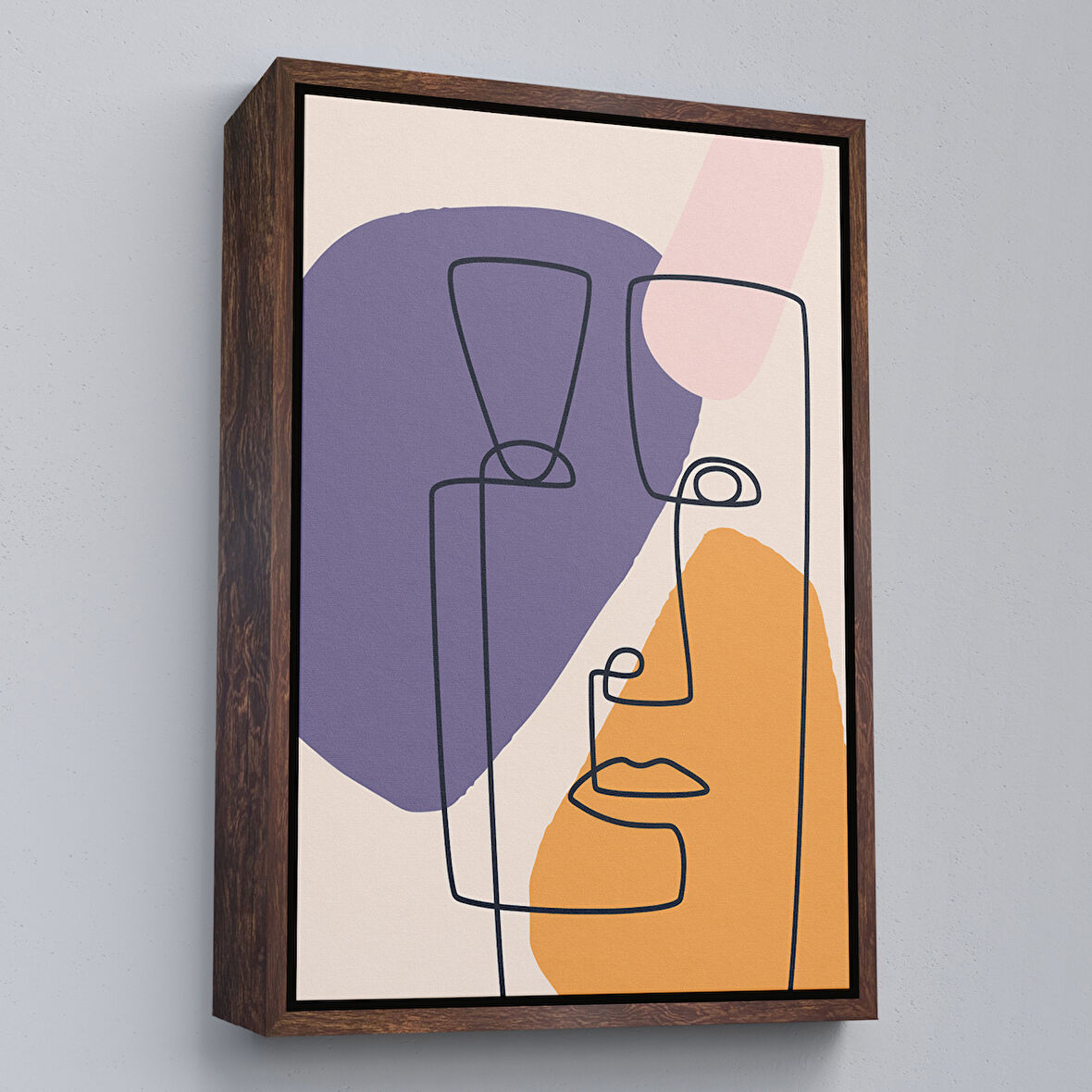 Altın Çerçeveli Renkli Soyut Kadın Tablosu