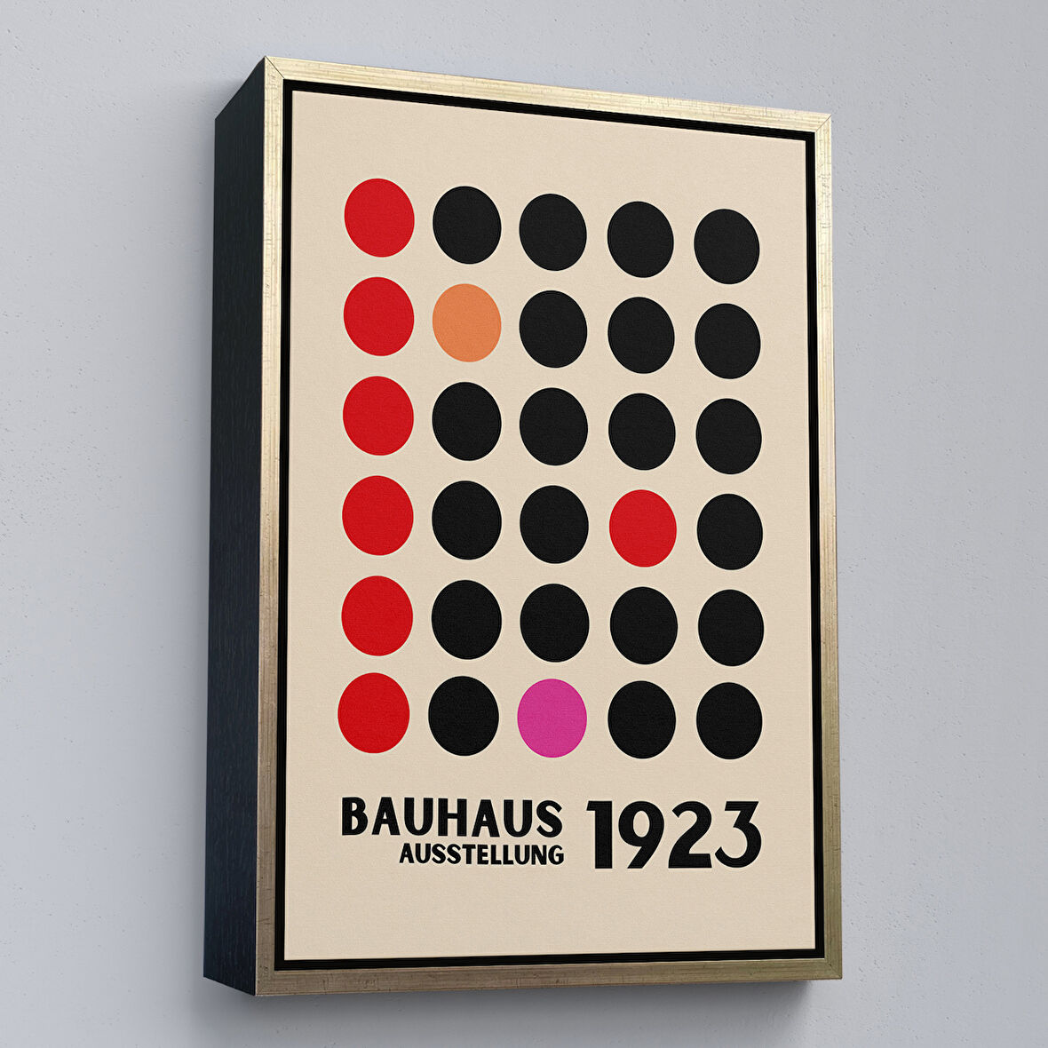 Altın Çerçeveli Renkli Soyut Çiçekler Tablosu