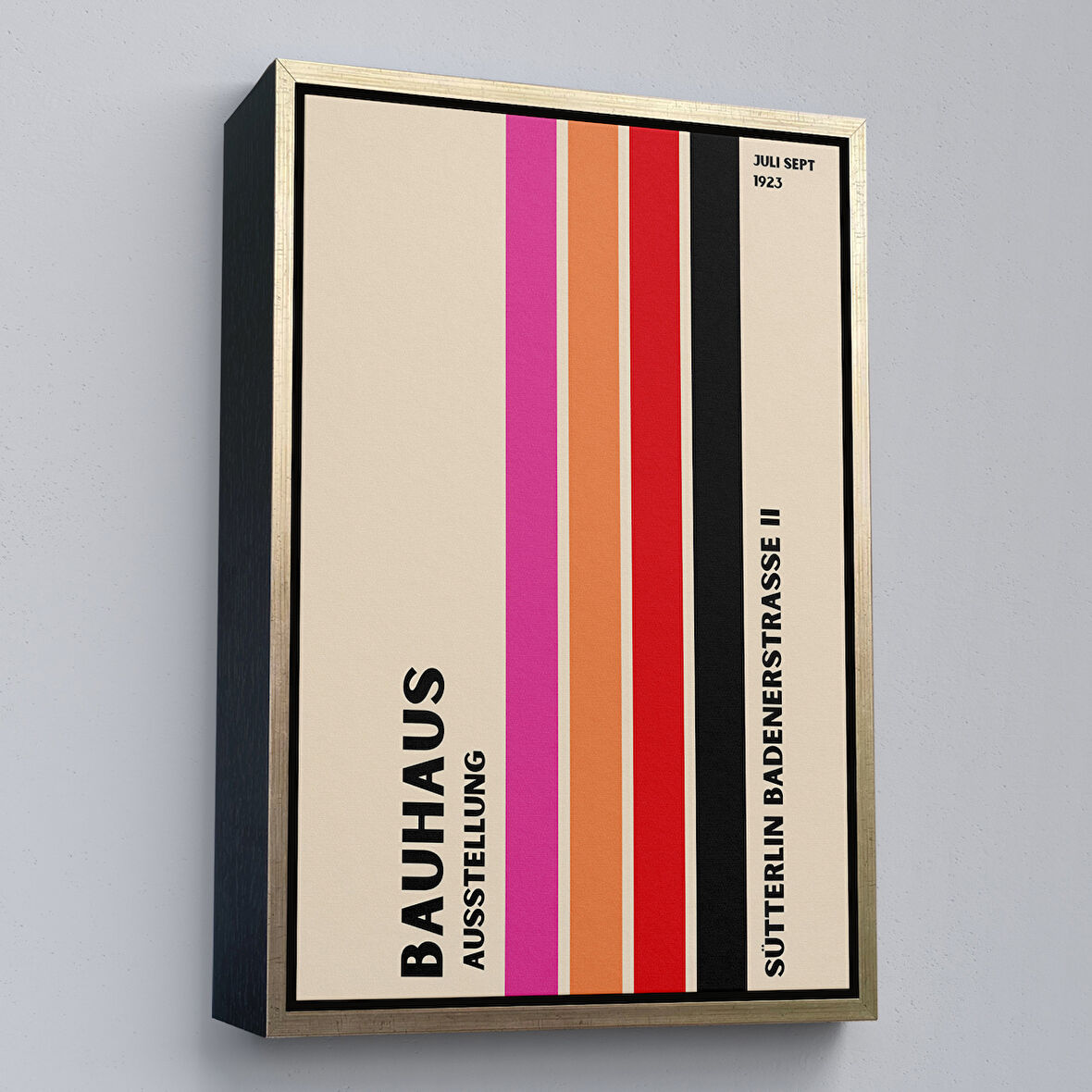 Altın Çerçeveli Renkli Soyut Çiçekler Tablosu