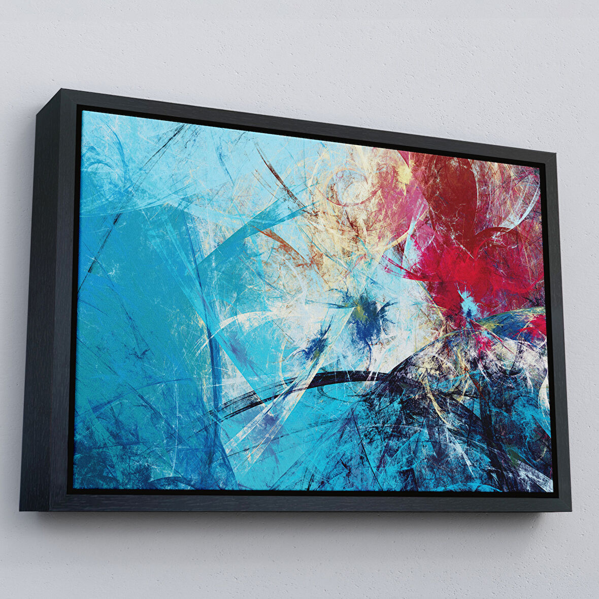 Siyah Çerçeveli Soyut Yağlıboya Görünüm Dekoratif Kanvas Duvar Tablo