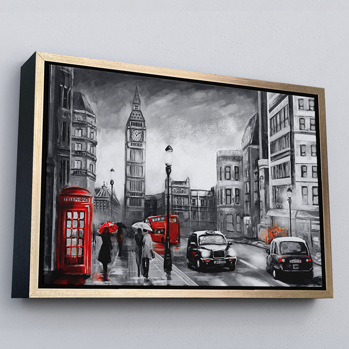 Altın Çerçeveli Ingiltere Londra Yağlıboya Görünüm Dekoratif Tablo