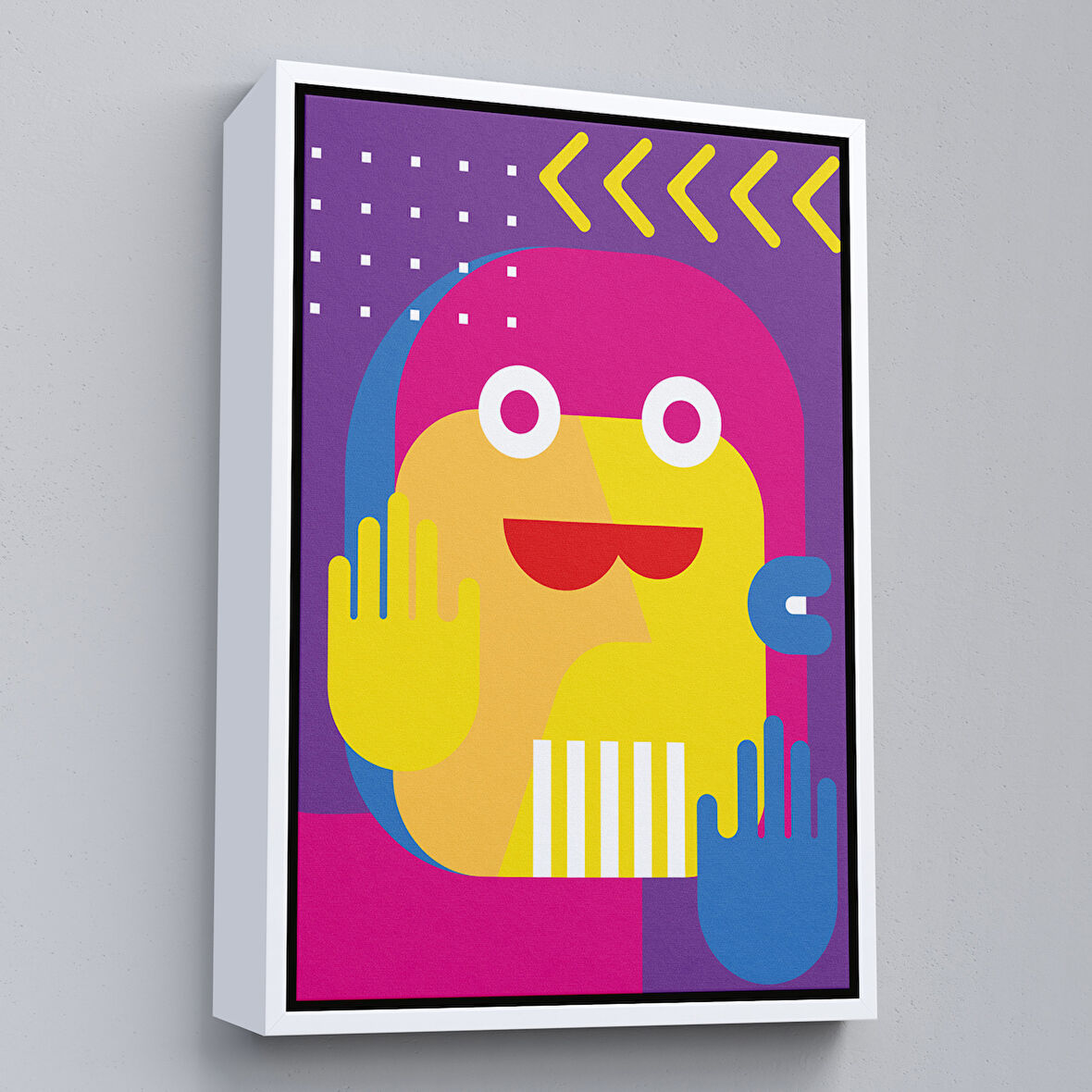 Beyaz Çerçeveli İkonik Pop Art Tablosu