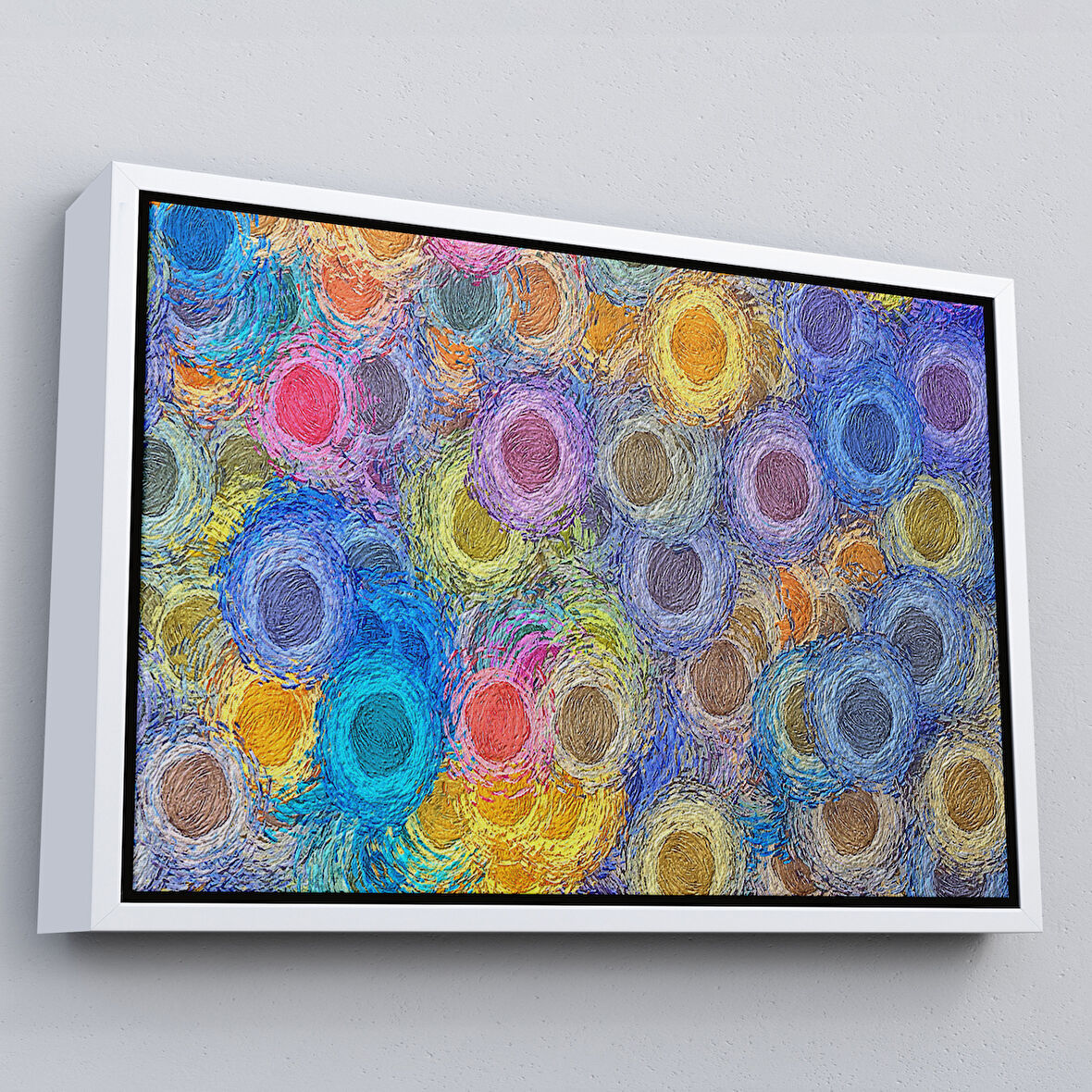 Beyaz Çerçeveli Soyut Modern Sanat Dekoratif Kanvas Duvar Tablosu