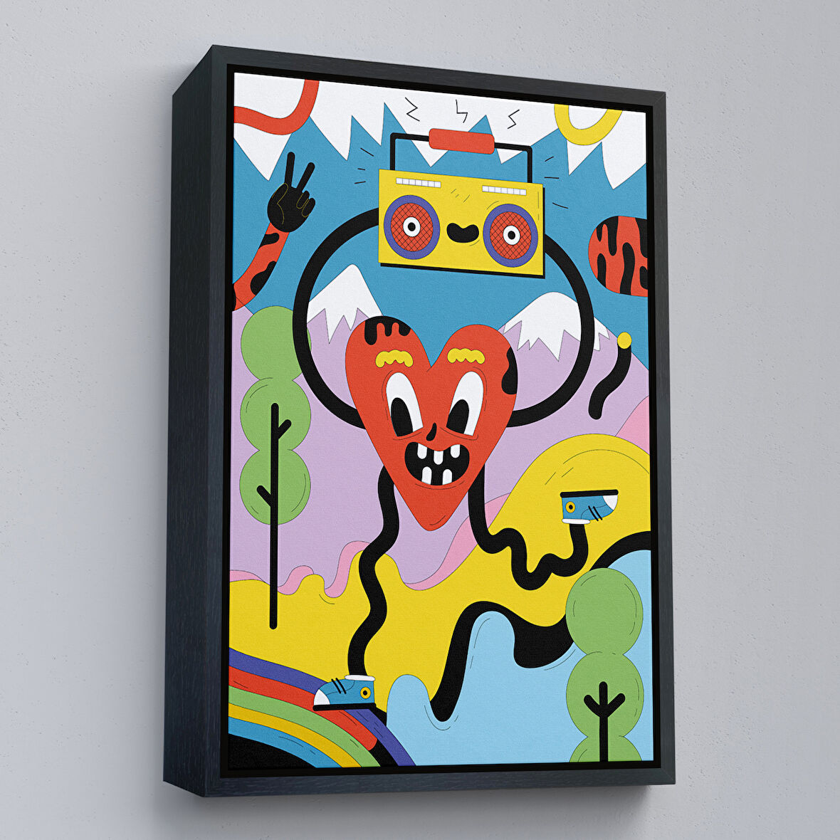 Siyah Çerçeveli İkonik Pop Art Uzaylı Tablosu