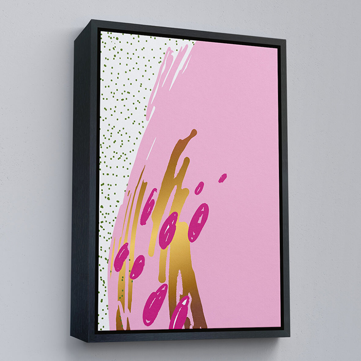 Siyah Çerçeveli Renkli Soyut Geometrik Şekiller Tablosu