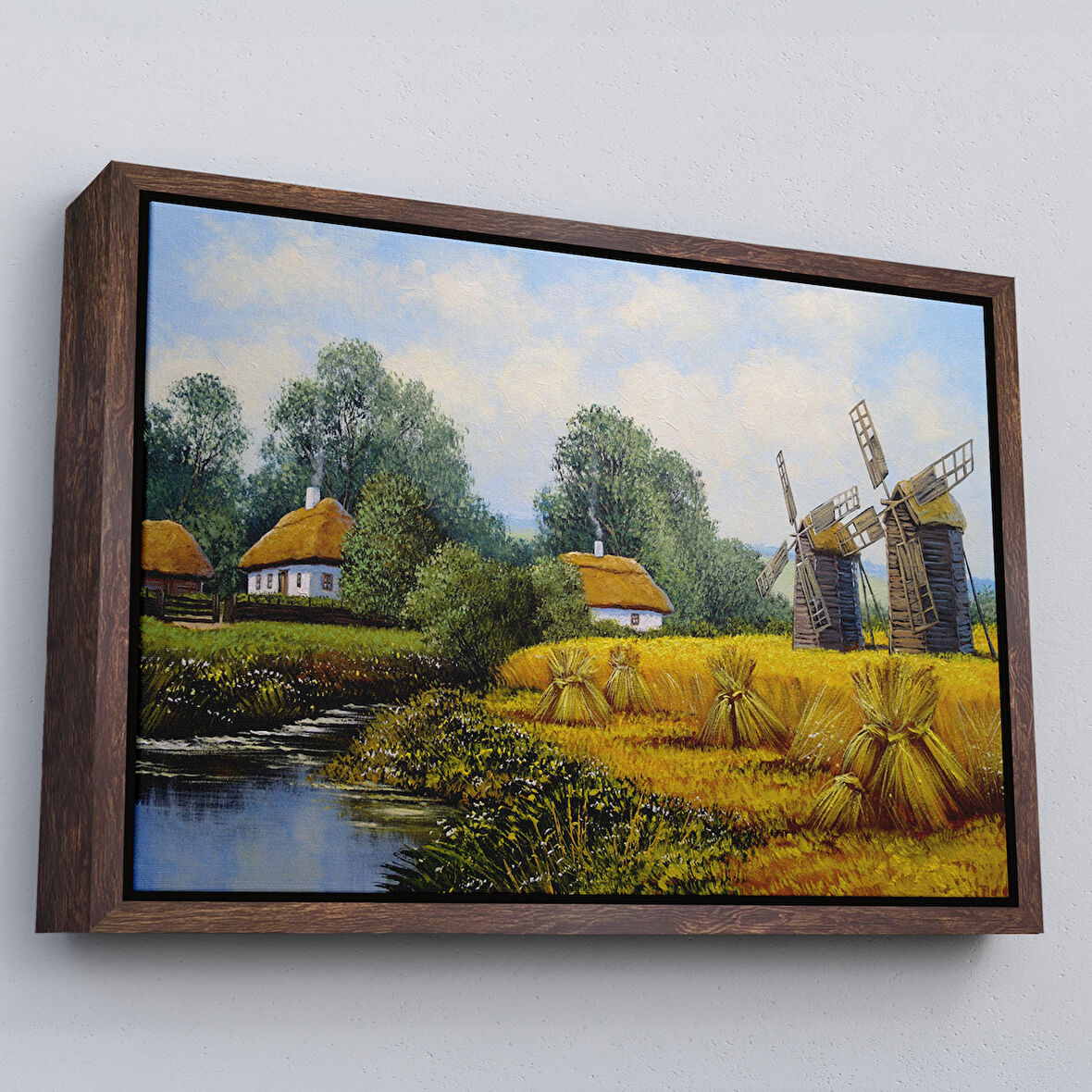 Kahverengi Çerçeveli Ukrayna Köy Evi Dekoratif Kanvas Duvar Tablosu