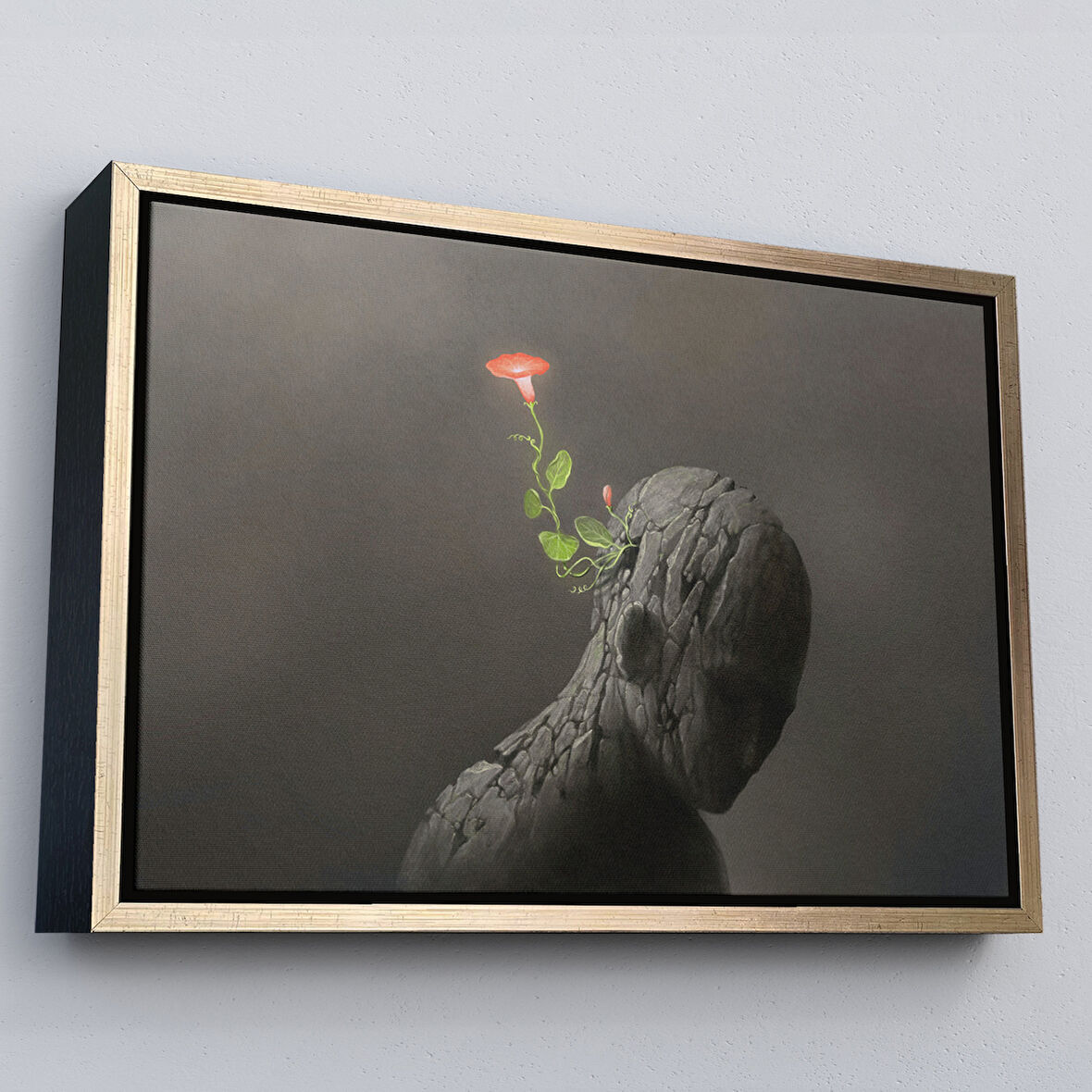 Altın Çerçeveli Zıtlık Ve Hayal Gücü Temalı Dekoratif Kanvas Tablo