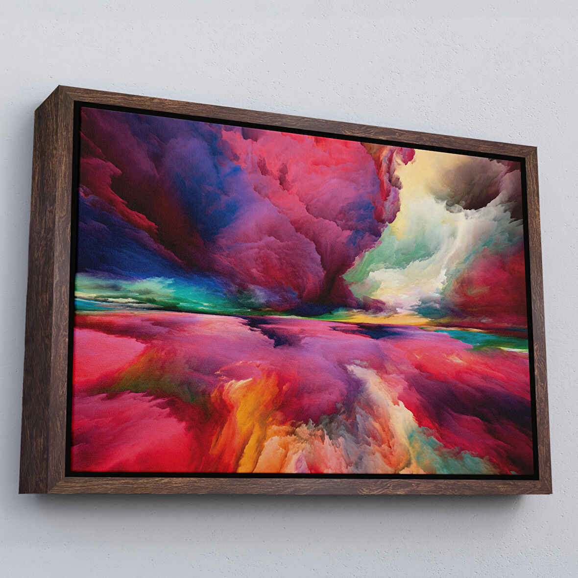 Kahverengi Çerçeveli Hayal Gücü Bulutları Dekoratif Kanvas Duvar Tablosu