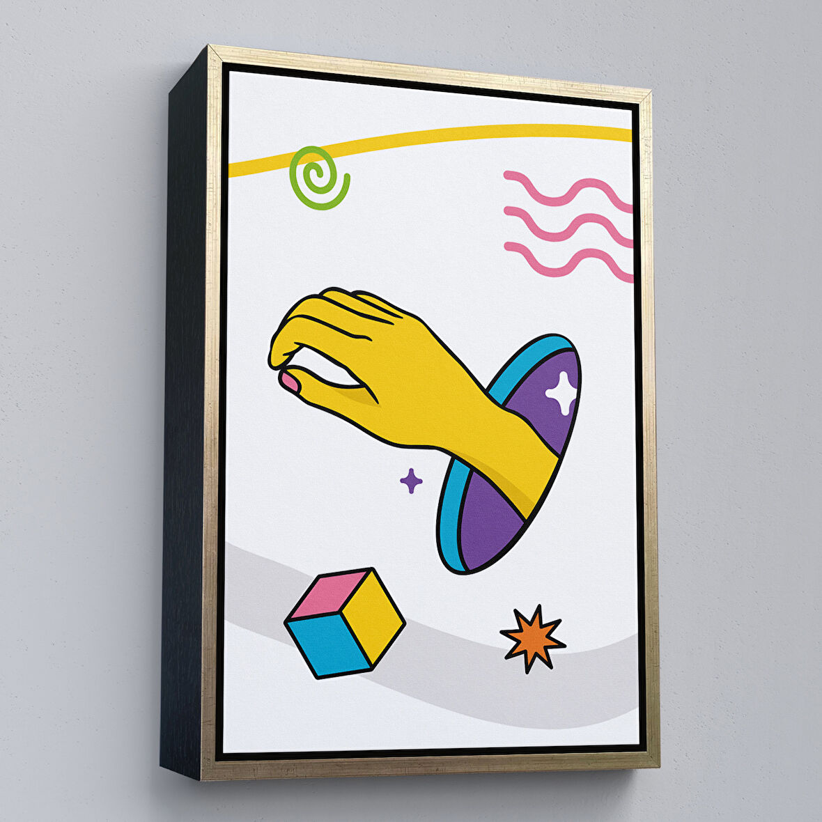 Altın Çerçeveli Pop Art Yunan Heykeli Tablosu