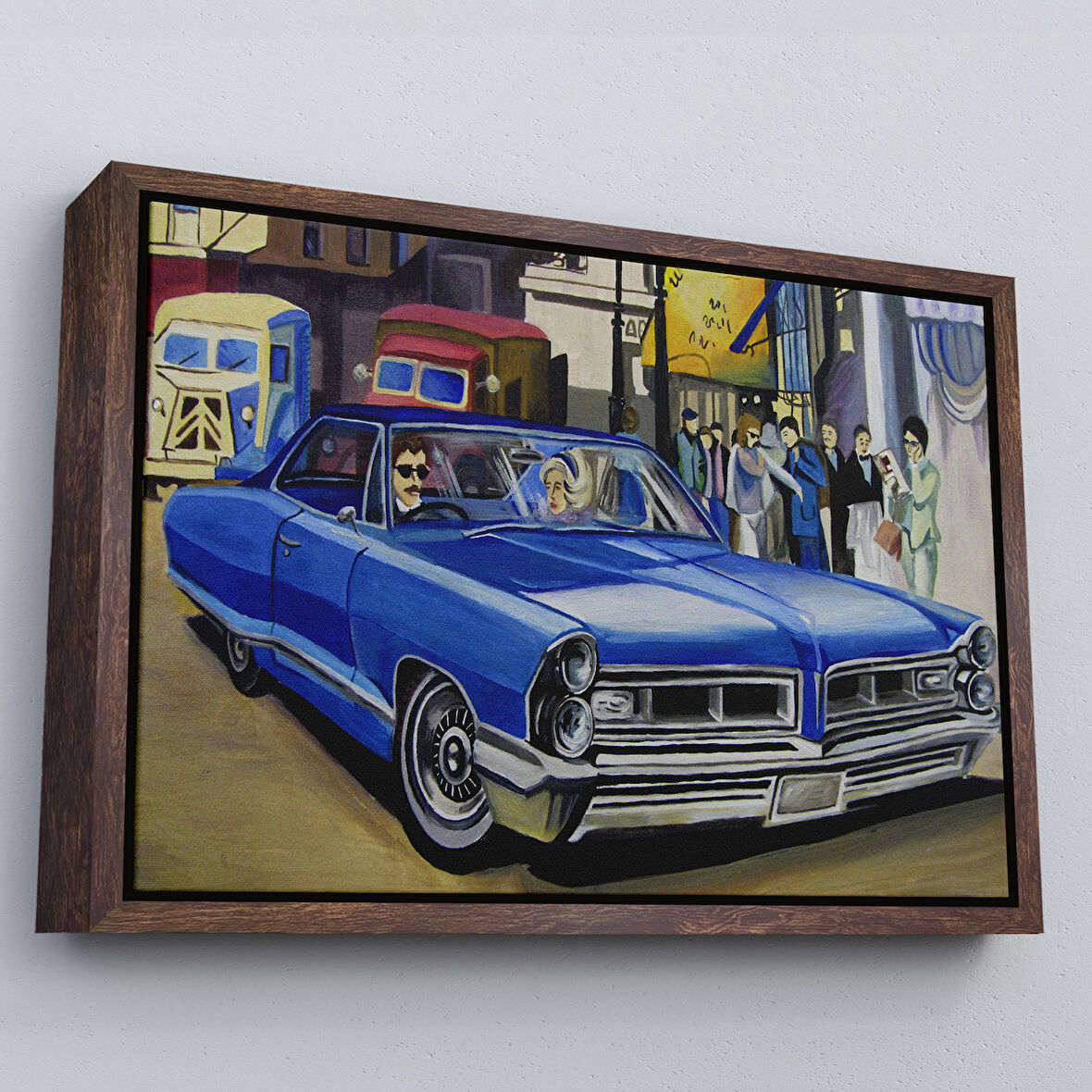 Kahverengi Çerçeveli Fırça Darbeleri ile Soyut Yağlıboya Görünüm Dekoratif Kanvas Duvar Tablosu