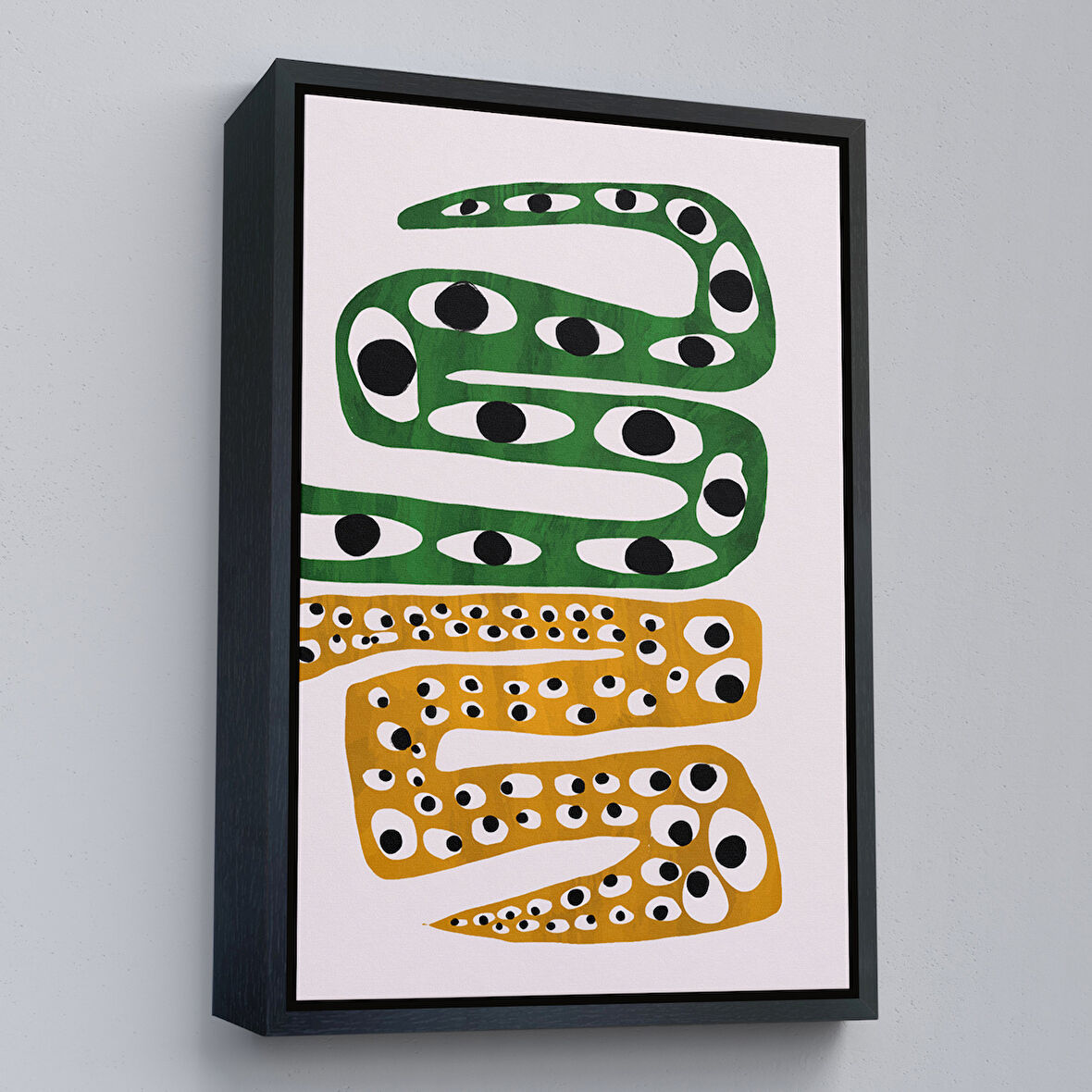 Siyah Çerçeveli Soyut Gözlü Ezoterik Yılan Tablosu