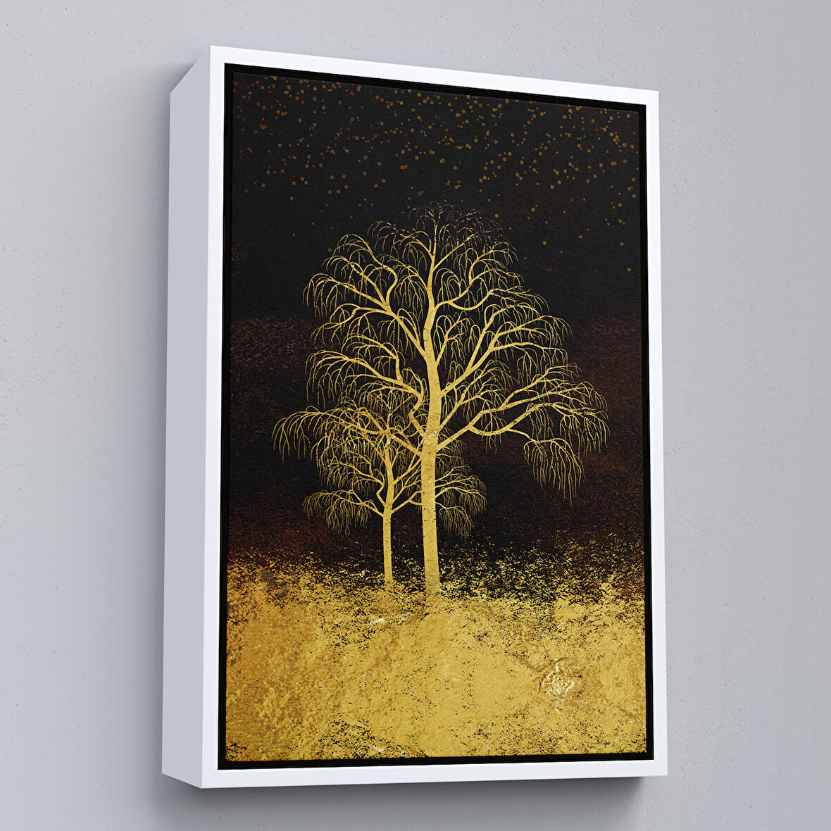 Beyaz Çerçeveli Altın Ataçlar Manzara Tablosu