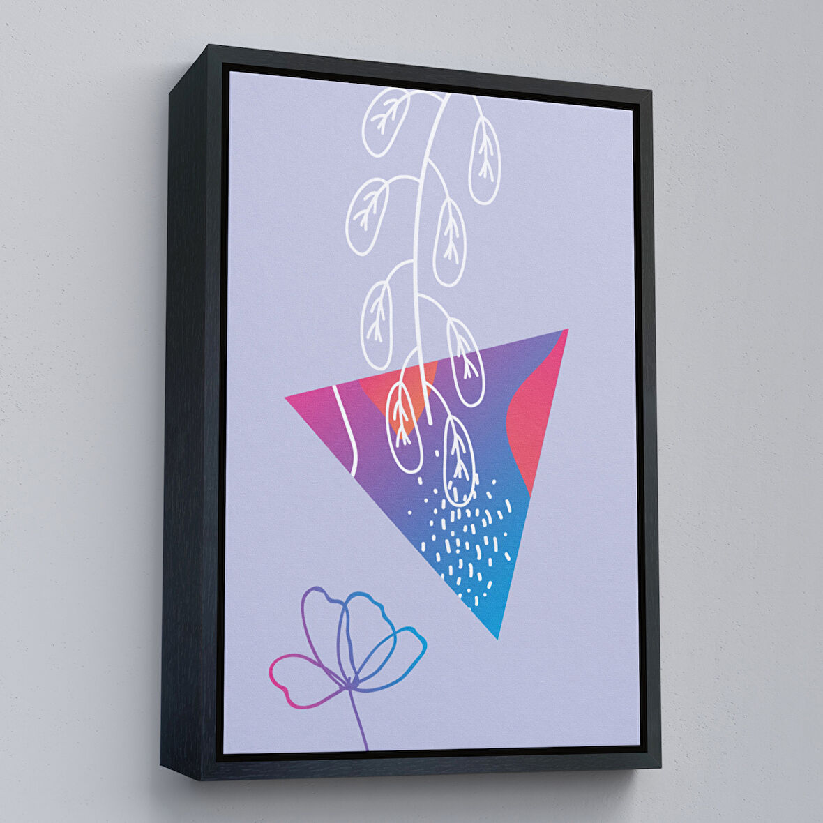 Siyah Çerçeveli Modern Renkli Şekliller Tablosu