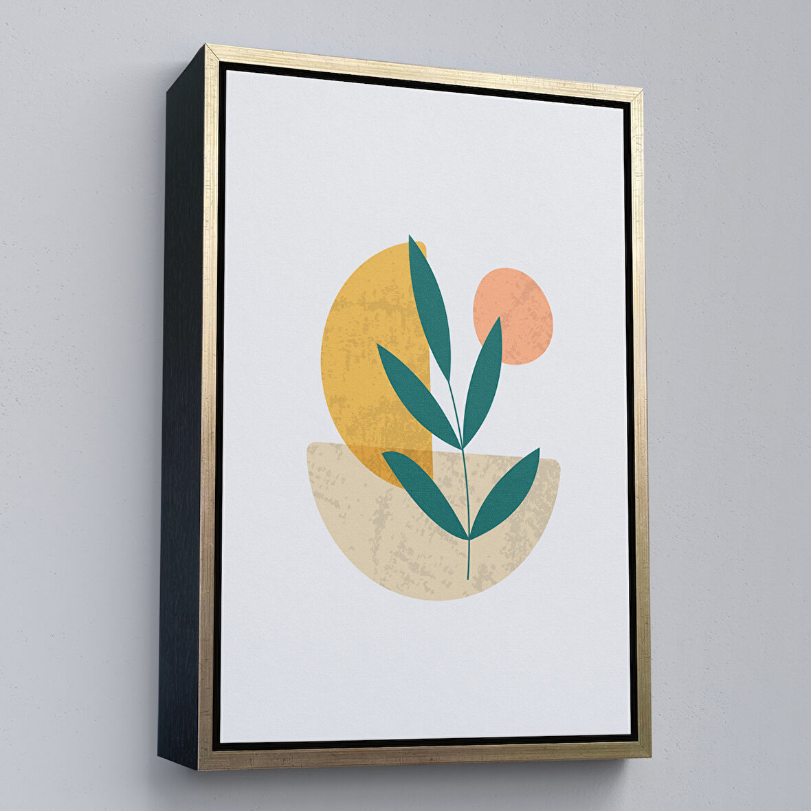 Altın Çerçeveli Soft İskandinav Soyut Şekiller Tablosu