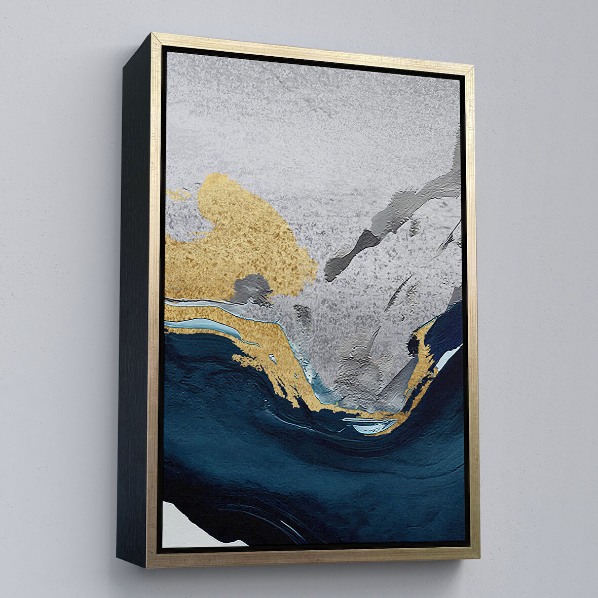 Altın Çerçeveli Yağlıboya Görünümlü Modern Tablosu