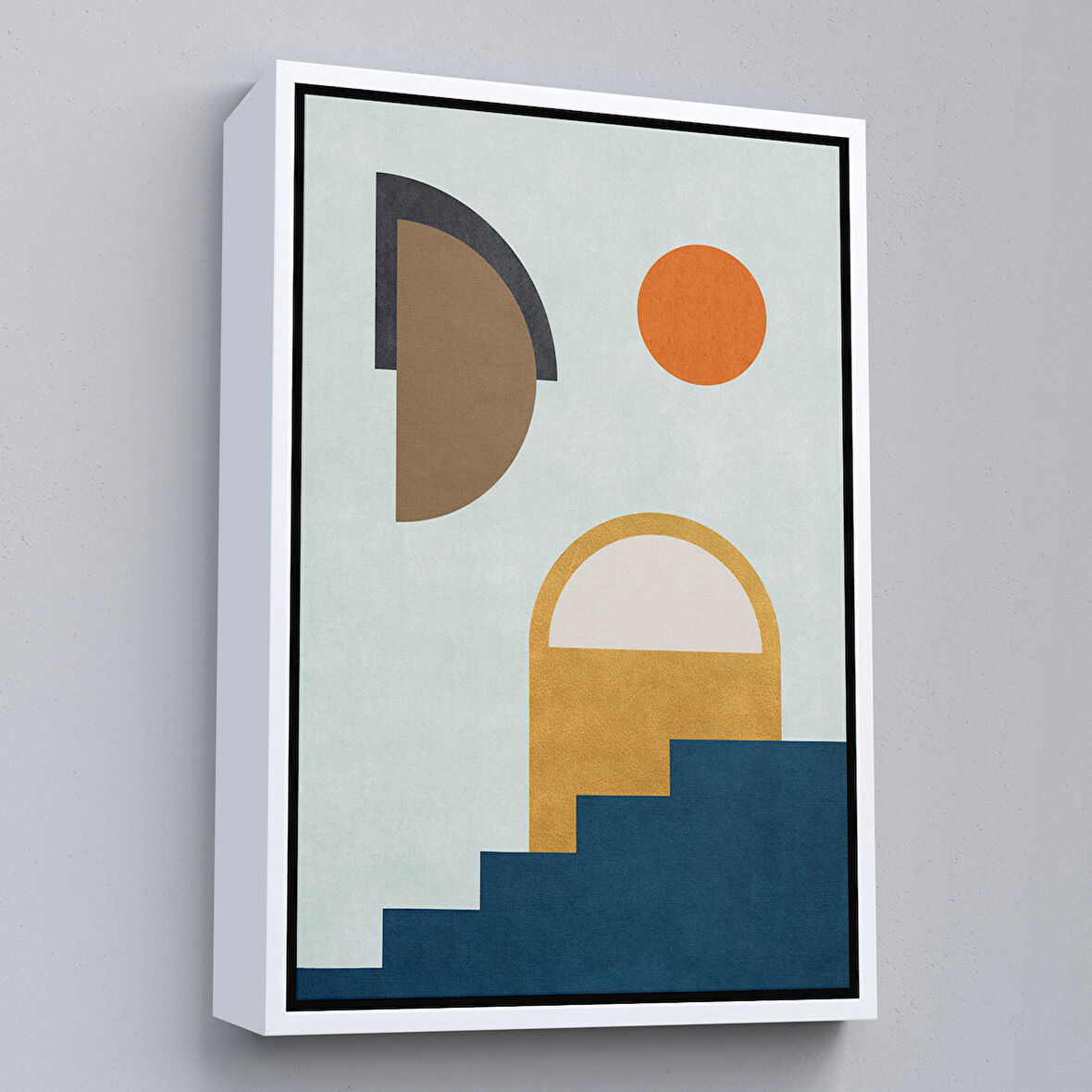 Beyaz Çerçeveli Modern Renkli Soyut Tablo