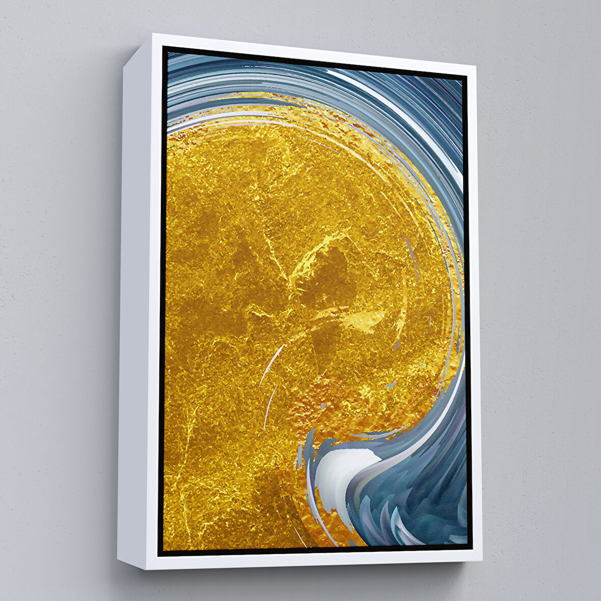 Beyaz Çerçeveli Modern Renkli Soyut Tablo