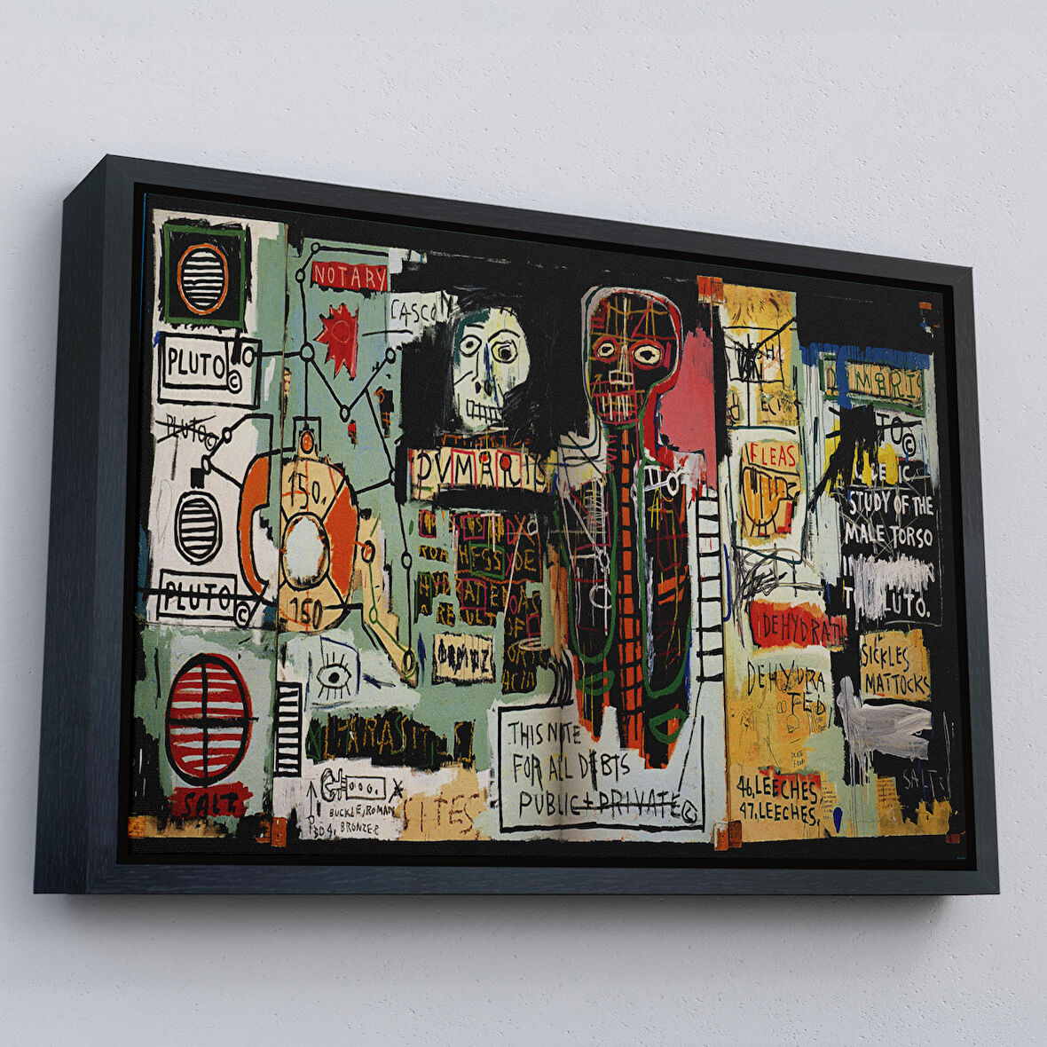 Siyah Çerçeveli Jean Michel Basquiat Notary Kanvas Tablo