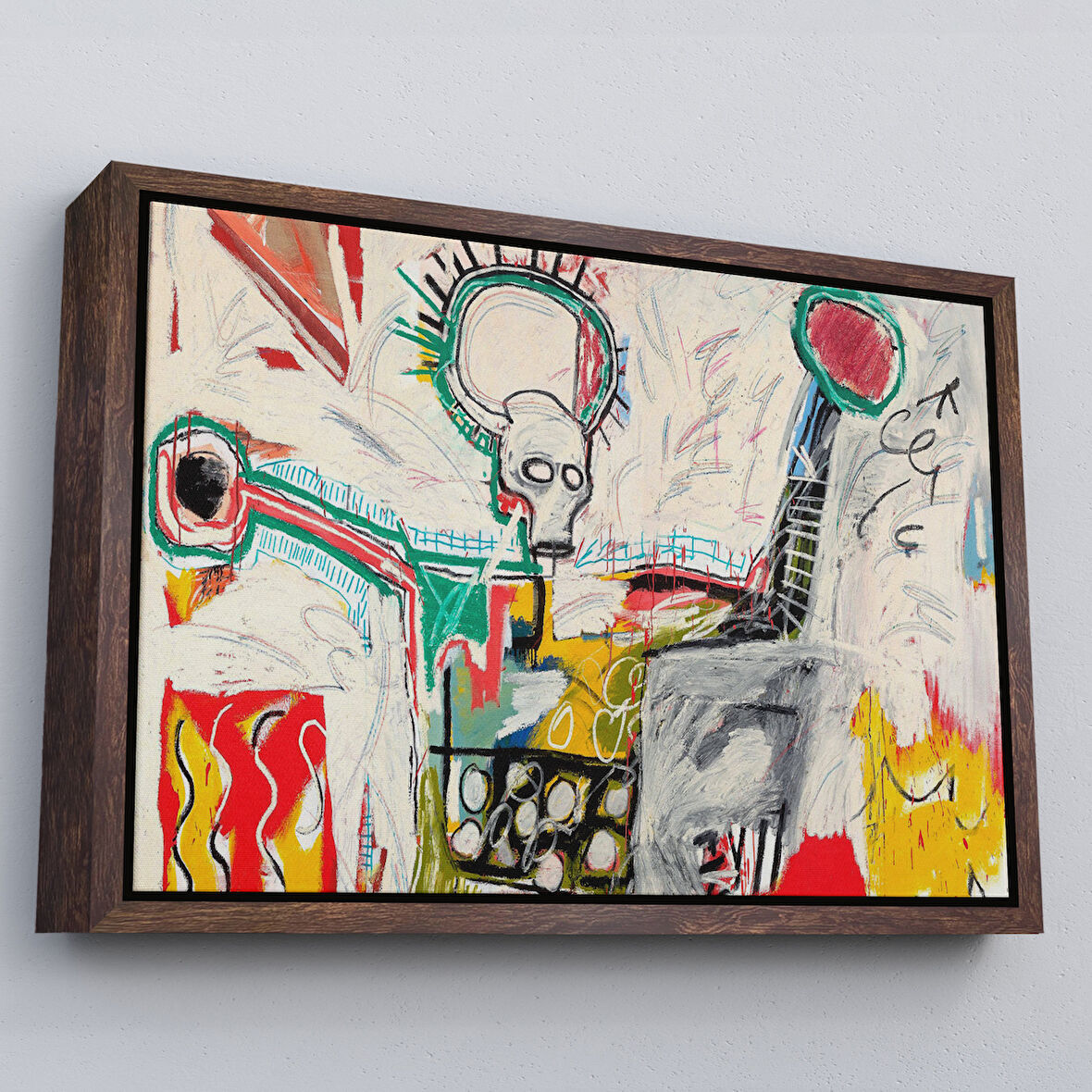 Kahverengi Çerçeveli Jean Michel Basquiat'in Untitled 1982 Kanvas Tablo