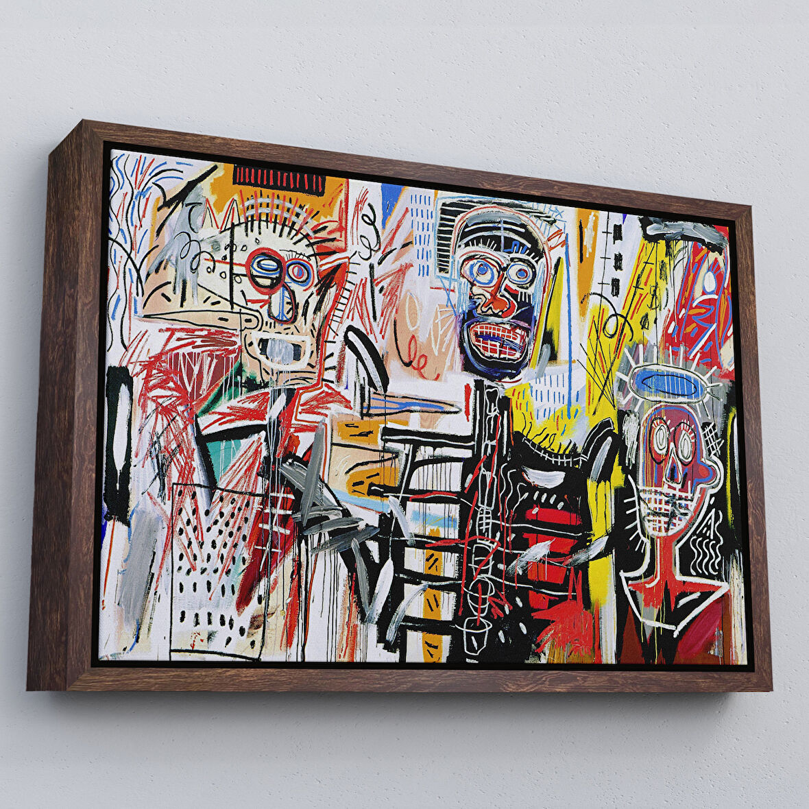 Kahverengi Çerçeveli Jean Michel Basquiat'in Untitled Kanvas Tablo