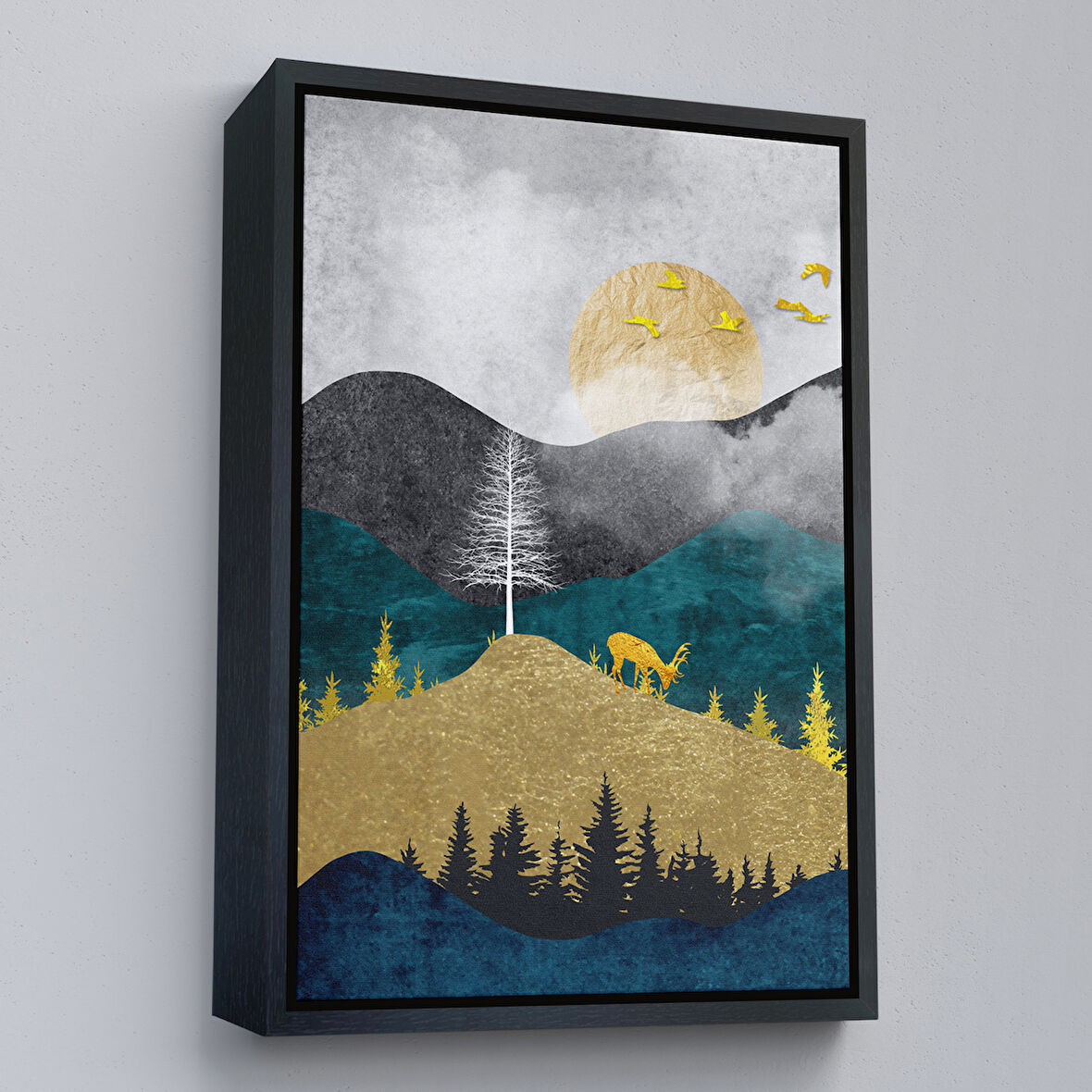 Siyah Çerçeveli Modern Renkli Soyut Tablo