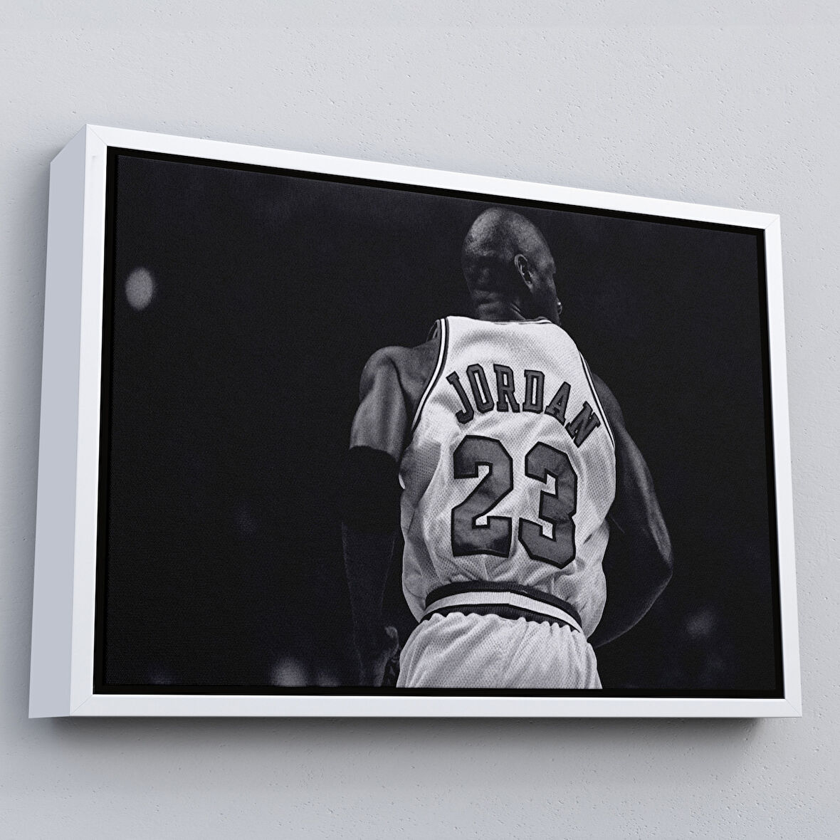 Beyaz Çerçeveli Michael Jordan Kanvas Tablo, Chicago Bulls