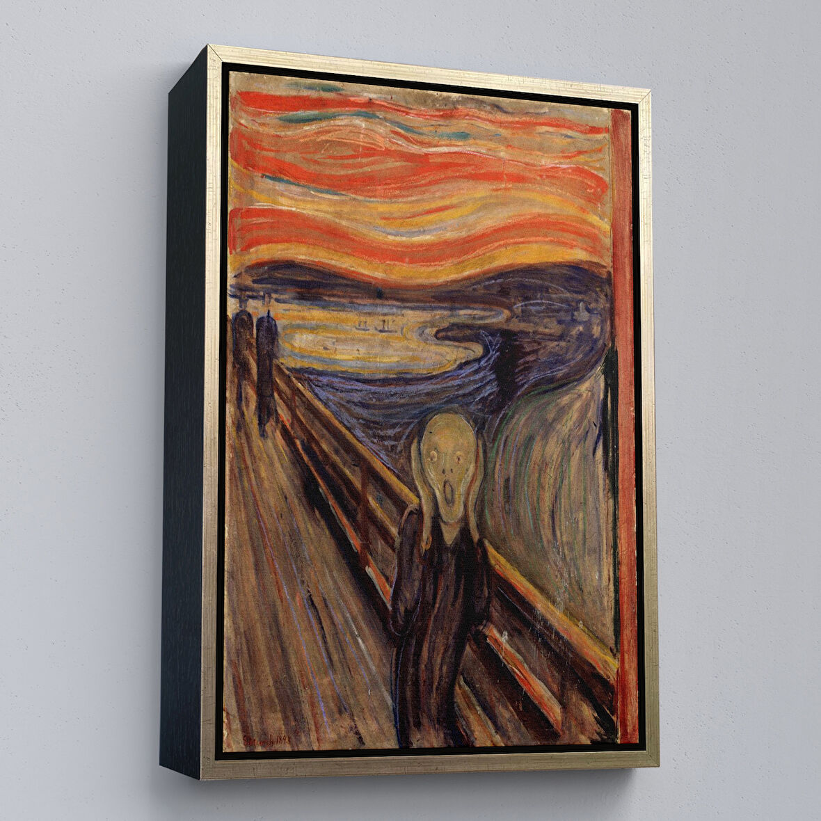 Altın Çerçeveli Edvard Munch'un Çığlık İsimli Eseri Kanvas Tablo