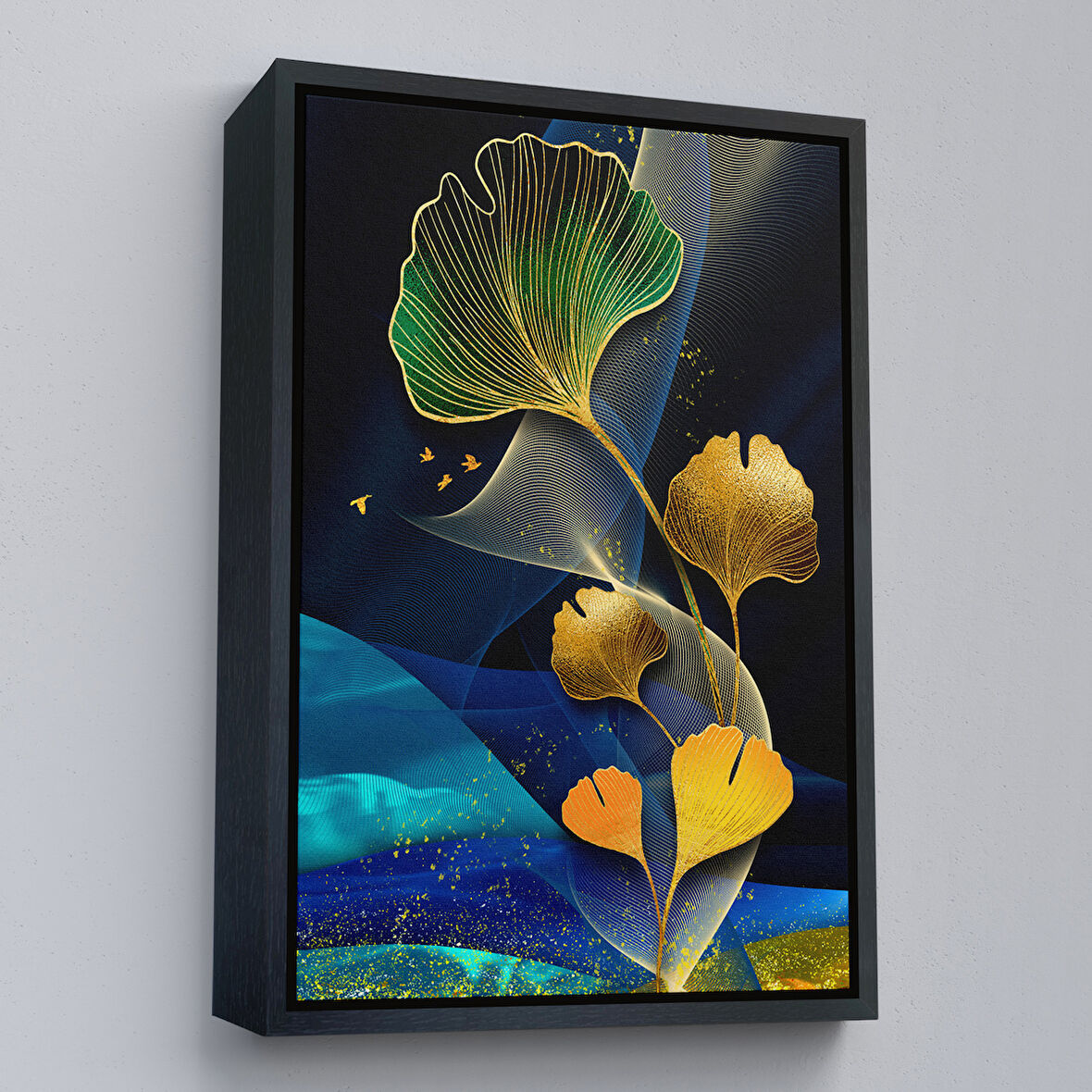 Siyah Çerçeveli Modern Renkli Soyut Tablo