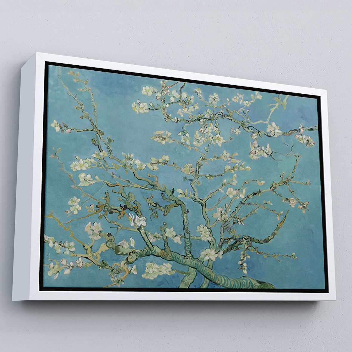 Beyaz Çerçeveli Vincent Van Gogh-Blossoming Badem Ağacı Eseri / Blossoming Almond Tree (1890)