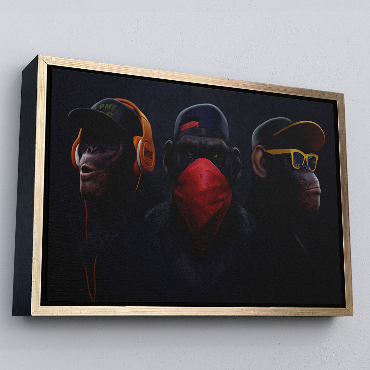 Altın Çerçeveli Üç Maymun Tablosu