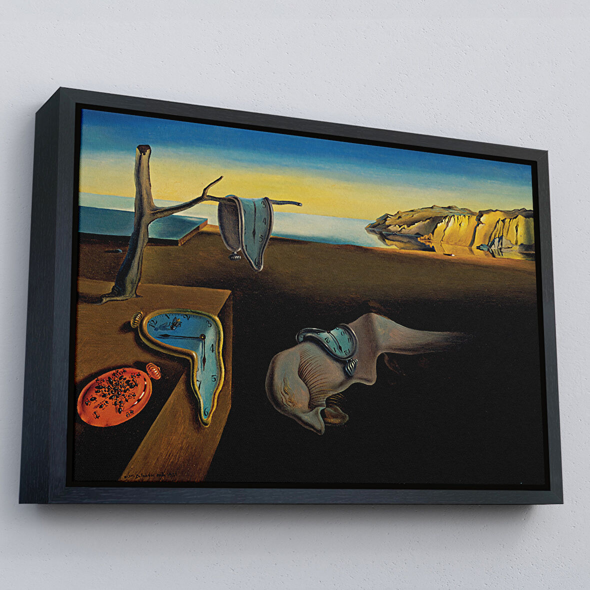 Siyah Çerçeveli Salvador Dali - The Persistence of Memory Tablosu